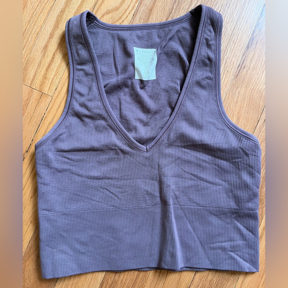 Athleta Women's V-Neck Ribbed Crop Top -  Purple